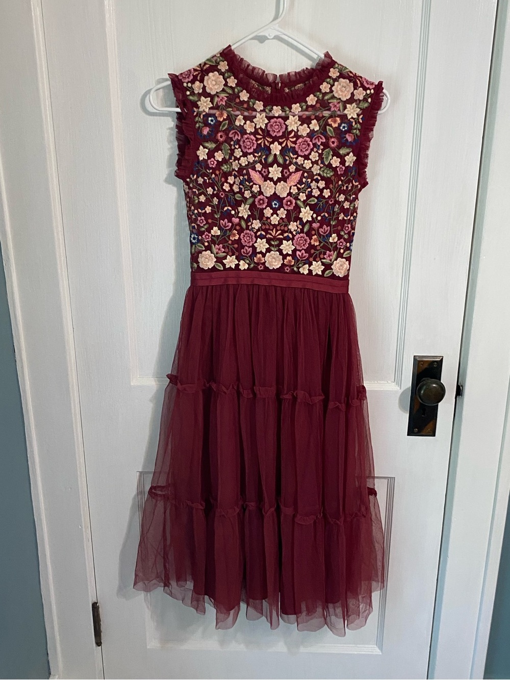 Needle & Thread maroon floral dress